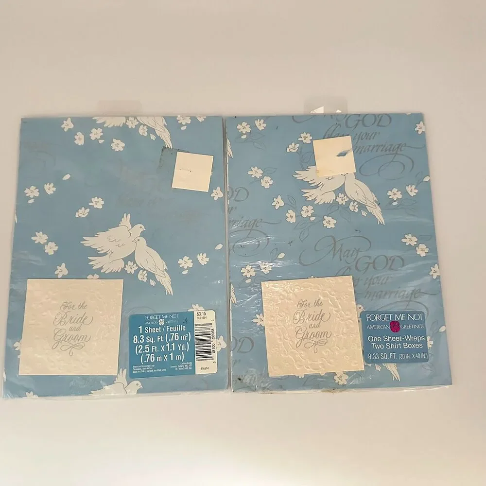 10 Vintage American Greetings Forget Me Not Bride Marriage Gift Wrap Sealed